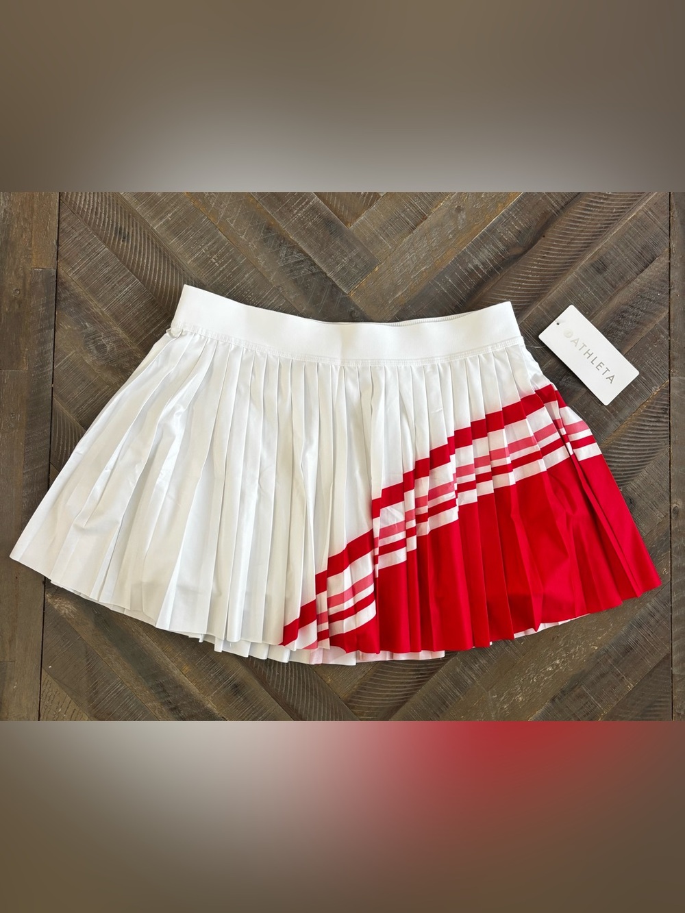 Athleta Match Point Women's Pleated Colorblock Tennis Skort L White Red Pink